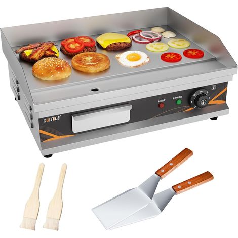 Plancha Électrique en Acier Inox 54x40cm, 3000W  Plancha Electrique de Cuisson Grill, Thermostat Réglable 50-300°C, Grill de Table pour Restaurant et Maison (1/5)