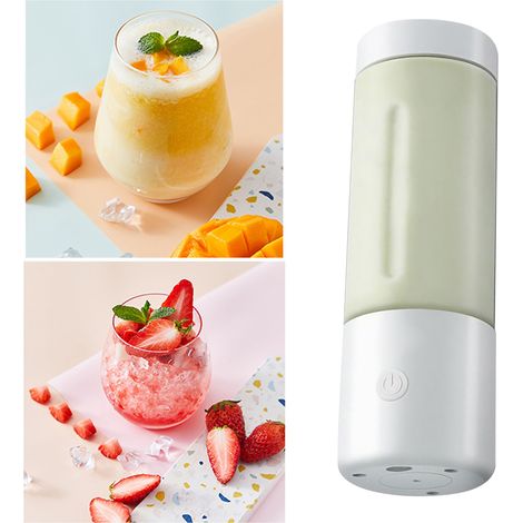 Blender portable multifonction à rotation rapide USB, extracteur de jus électrique pour la maison et les voyages, 400 ml, blanc, double lame (1/5)