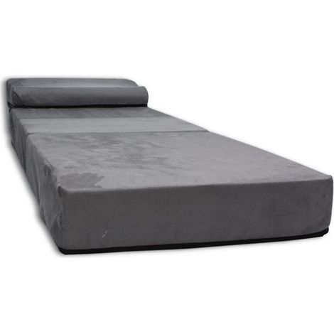 Colchón de invitados con almohada - 70cm x 200cm x 15cm - Plegable - Gris (1/4)