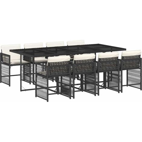 Maison Exclusive - Set de comedor de jardín 9 pzas y cojines ratá (1/5)