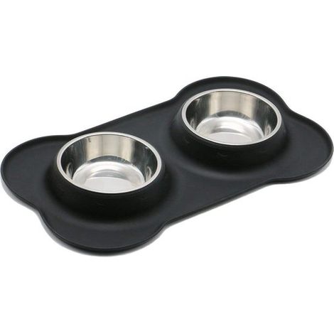 Ciotola per cibo e acqua di alta qualità per cani, ciotola per cani con tappetino antiscivolo, ciotola per cuccioli, in acciaio inossidabile (1/5)