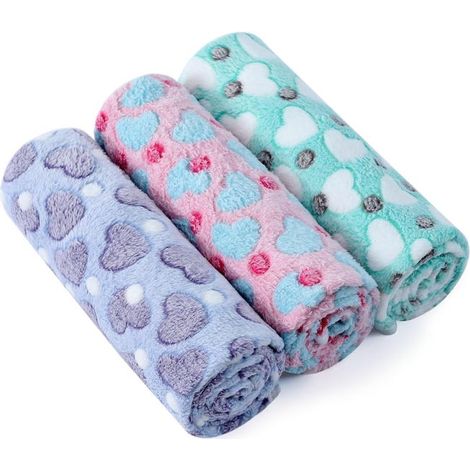 Set di coperte in morbido peluche lavabili per cani e gatti, composto da 3 pezzi, adatto a cani e gatti di piccola e media taglia, 40 x 60 cm. (1/4)