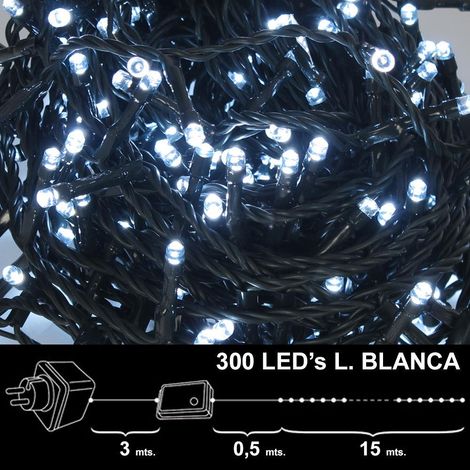 Lumières de Noël 300 Leds Lumière Blanche Intérieur/Extérieur (IP44)