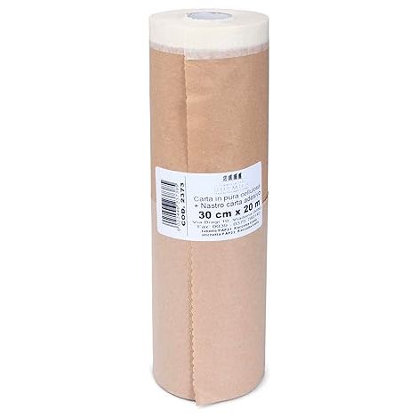 Rotolo di carta con nastro adesivo, set per mascheratura, protezione pareti, battiscopa, mobili, formato 30 cm x 20 m (1/4)