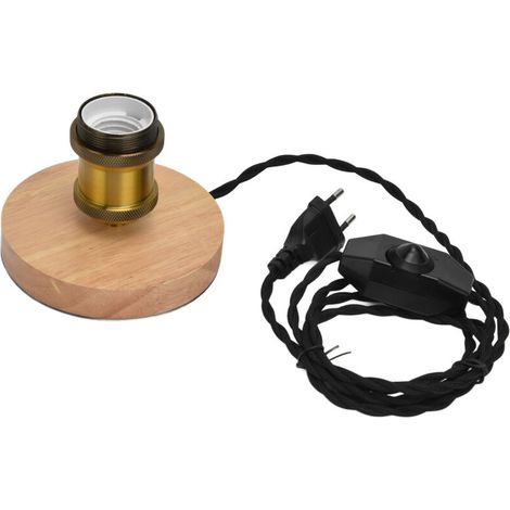 Portalámparas de madera vintage, regulable para bombillas E27/E26, color roble, para dormitorio, sala de estar, comedor u oficina.