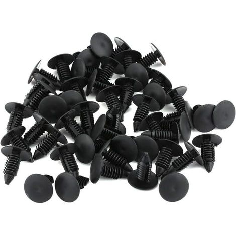 Online Store Rivet Clips Plastique,50 pièces Clips Plastique Rivet Carrosserie Garniture Garniture de Retenue de Fixation de rivet Pare-chocs de Voiture Push Pin Clip Noir (1/4)