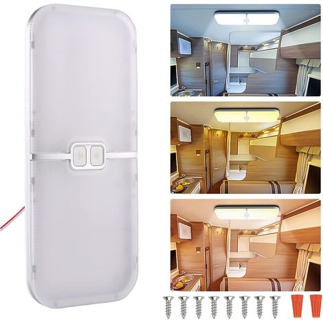 1 Plafonnier Led, 204 LEDs, 15W Dimmable, 3 Couleurs, Mémoire, Camping-Car Voiture (1/5)
