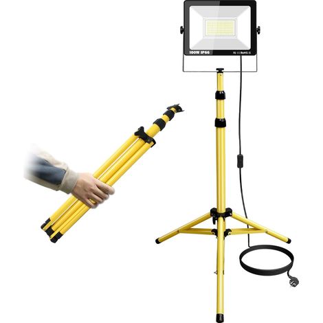 1 Projecteur Led Trépied 100W 10000LM, Aluminium IP65, Réglable 360°, Pour Chantier Garage Jardin (1/5)