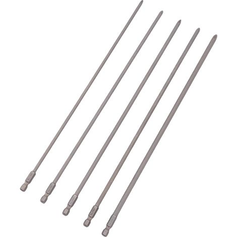 5er-Set PH 1/4"-Sechskantschraubendreherbits mit langem Schaft, PH1 und PH2, S2-Legierungsstahl, Industriequalität, für elektrische Bohrmaschinen, 300 mm (1/5)