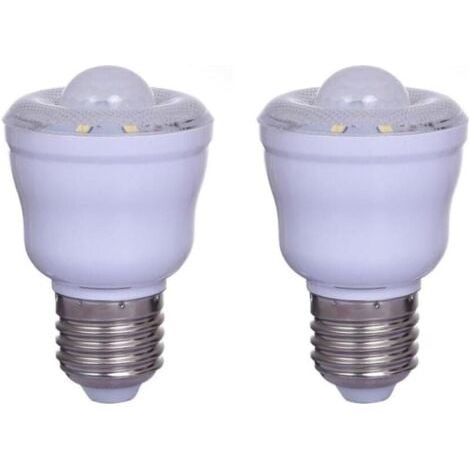 Lot de 2 Ampoules à détecteur de mouvement PIR avec Culot E27,2W, Blanc Chaud 3000K, Veilleuse Automatique On/Off,Cour AC 220-240V,Non dimmable (1/5)