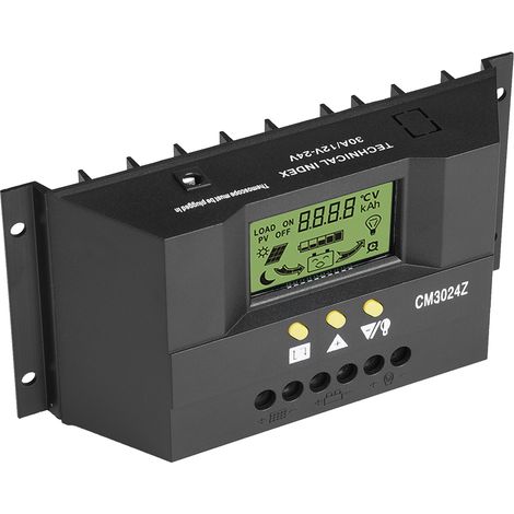 Contrôleur de charge solaire intelligent PWM avec écran LCD, 12 V/24 V, 30 A (1/5)