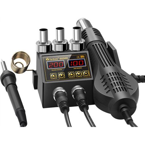 8898D, Hot Air Station, Hot Air Soldering Iron, Hot Air Soldering and Rework Station, LED Digital Display, 700W Hot Air Rework Station with 4 Nozzles, Soldering and (1/5)