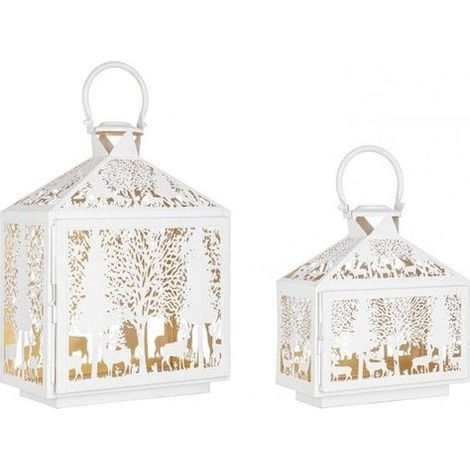 Set 2 Lanterne Bizzotto Alizee Bianco Oro - 0971577