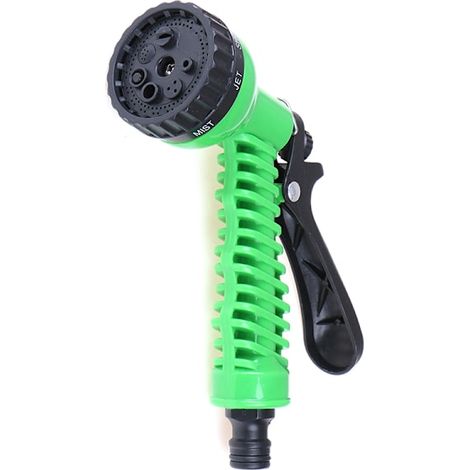 Pistolet d'arrosage 7 fonctions avec verrouillage du tuyau – blanc et vert (1/5)