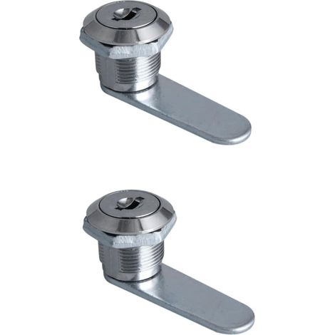 Lot de 2 serrures à cylindre pour porte de placard, couleur argent (1/5)
