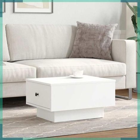 848080 Table basse blanc 60x45x31 cm bois d'ingénierie (1/5)