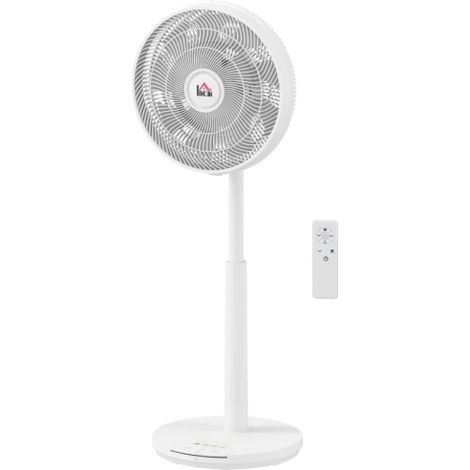 Ventilateur sur pied silencieux avec télécommande, ventilateur à 12 vitesses, minuterie, inclinaison et oscillation réglables, modes veille, blanc