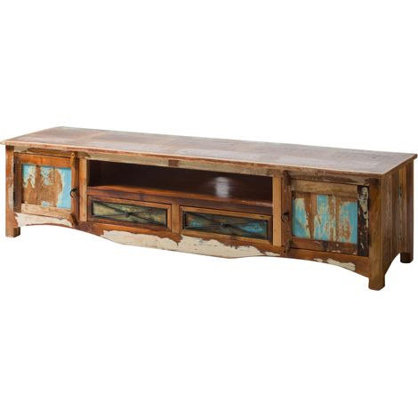NATURE OF SPIRIT 137 Mobile TV in legno riciclato  laccato / multicolore 200x50x50