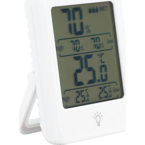 Digitales Thermometer-Hygrometer MC41 mit weiß hinterleuchtetem LCD-Display (1/5)