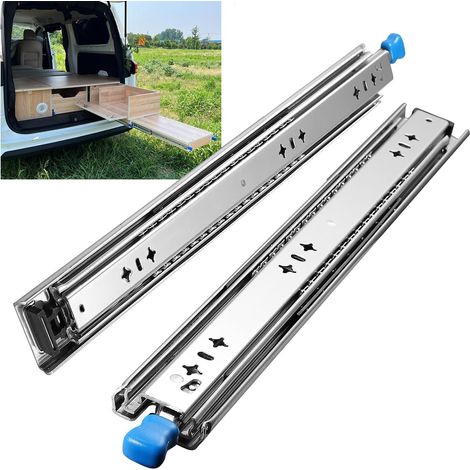 Glissières pour tiroirs robustes, capacité de charge jusqu'à 120 KG, avec serrure,Extension 850 mm, 1 Paire (2 pièces) (1/5)