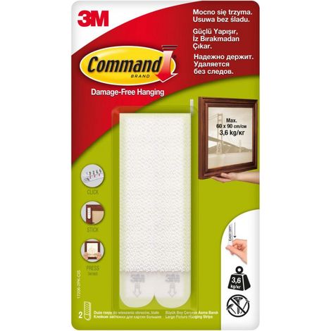 Ganchos para cuadros de velcro Command 3M, grandes, 2 pares (4 piezas) 17206-Cee 3M