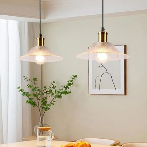2pcs Lustre Moderne en Verre,22cm Lampe de Plafond Industriel Vintage abat-jour Design Chapeau Style Retro pour Salon Chambre (1/5)