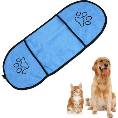 Serviette de bain ultra douce en microfibre pour chien, avec poches pour les mains, résistante, lavable, super absorbante et à séchage rapide, pour chats et chiens.