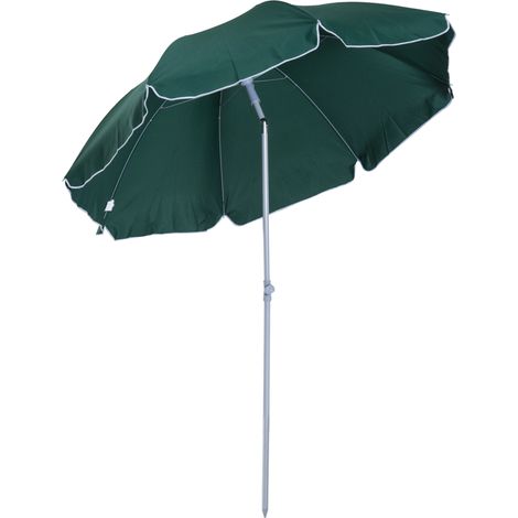 Sombrilla de playa con un diámetro de 202 cm, toldo inclinable, mástil desmontable y estaca para jardín.