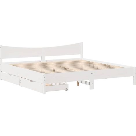 Maison Exclusive - Giroletto con Cassetti Bianco 180x200 cm Legno Massello di Pino