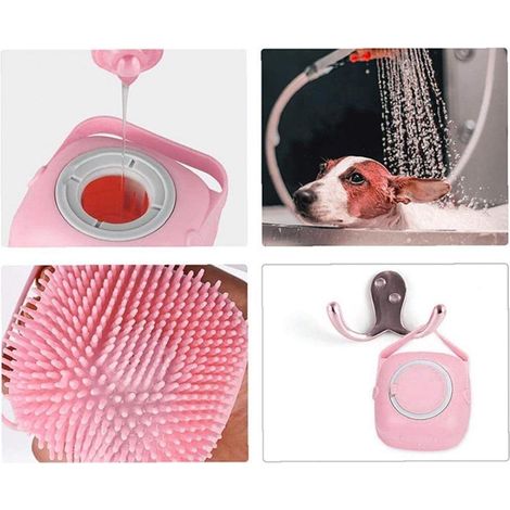 Spazzola da bagno in silicone per gatti, massaggiatore per shampoo, pettine per toelettatura cani, spazzola per doccia, scrubber per peli corti e lunghi (1/4)