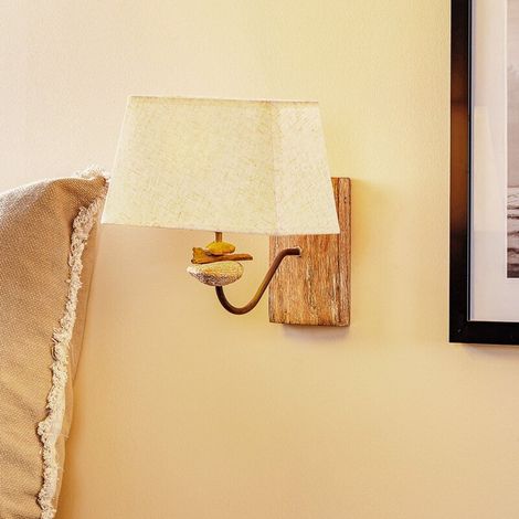 [GEBRAUCHT] B-Ware Euluna Wandleuchte Seregon mit Steindekor und Stoffschirm Wandlampe Bettlampe427 (1/2)