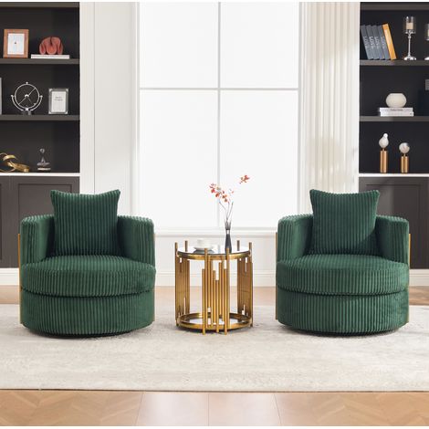 Fauteuil de loisirs pivotant 360° en cord, vert foncé, avec rangement sous l’assise (1/5)