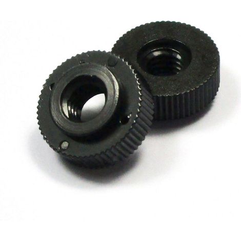 Ajile - M6 NOIR : Écrou plastique moleté M6 diam. ext. 16 mm NOIR