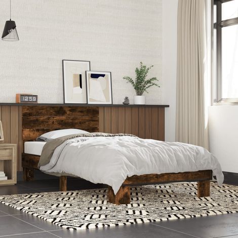 Estructura cama madera ingeniería metal roble ahumado 90x200 cm vidaXL (1/5)