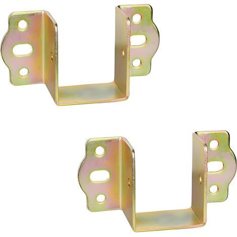 Zentrale Bettgitterhalterungen, Holzbalkenträger, Breite 40 mm, Metallverbinder, Bettrahmenbeschlag, Chrom, Gelb, 2 Stück