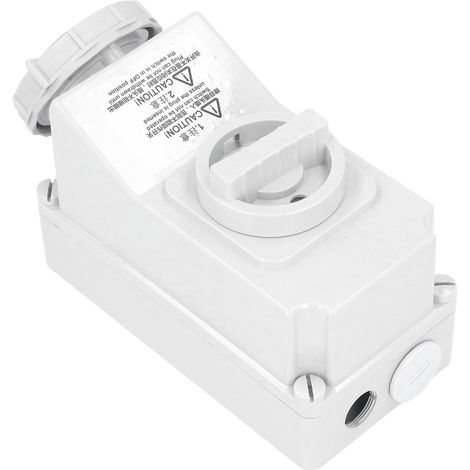 Prise extérieure étanche, prise à 3 broches avec interrupteur de verrouillage 32 ampères, 220 V - 250 V, connecteur à verrouillage unique bleu étanche IP67 2P+E, montage mural, IP67. (1/5)