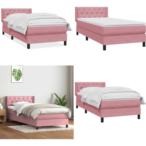 vidaXL Boxspringbett mit Matratze Rosa 80x220 cm Samt (1/5)