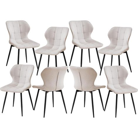 8er Set Esszimmerstühle aus atmungsaktivem Leinen, modern, beige (1/5)