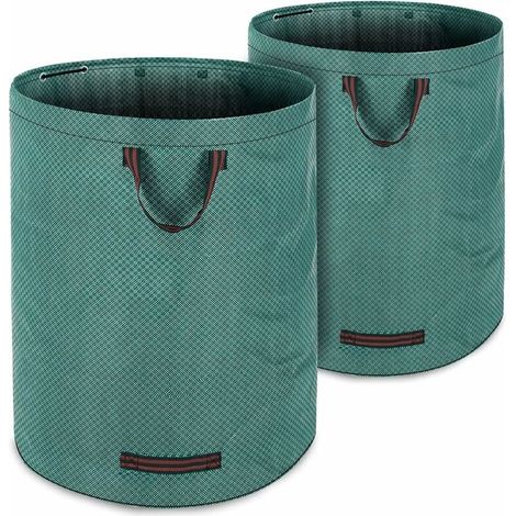 Sac de jardin déchets vert 2x280L max. 50kg par sac robuste lavable sac de déchets ordures gazon feuilles sac déchets végétaux (1/4)