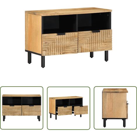 vidaXL Meuble TV marron 70x33x46 cm bois massif de manguier (1/5)