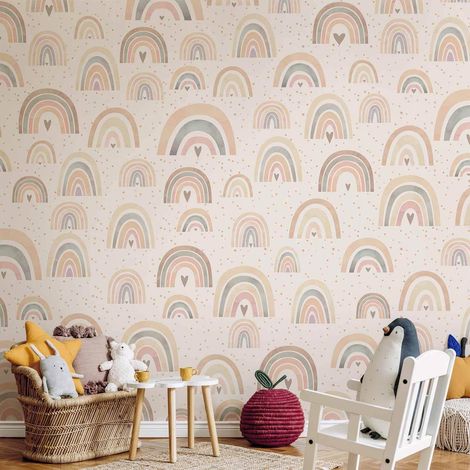 Tapete artgeist Rainbows and Hearts mehrfarbig 450x315 cm