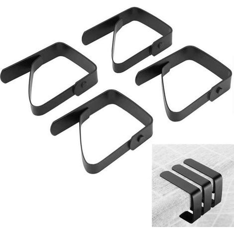 Pince Nappe, 8 Pcs Ensemble Clip Nappe Anti-Glissant Grand Pince Nappe Exterieur Inoxydable Ajustable Attache Nappe Noir (1/4)