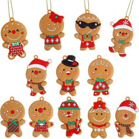 12 Stück Weihnachts-Lebkuchenmann, Christbaumschmuck, Weihnachtsbaumanhänger, Festival-Party-Dekoration, DIY-Basteln (1/5)