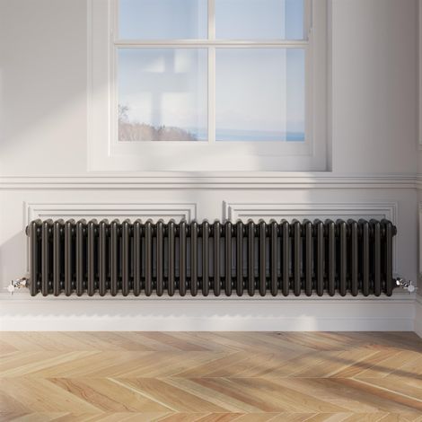 Traditional Black Colosseum Column Radiators Vertical Horizontal 300 x 1460mm Triple