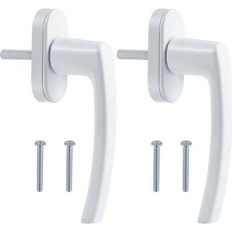 Maniglia per finestra in lega di alluminio, viti a scomparsa, asta in metallo, copertura in metallo, maniglia in alluminio massiccio, finitura a specchio, colore bianco (1/5)