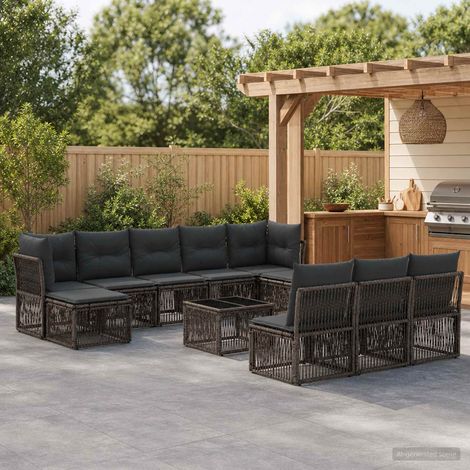 Set Divano da Giardino 11 pcs Grigio polyrattan vidaXL (1/5)