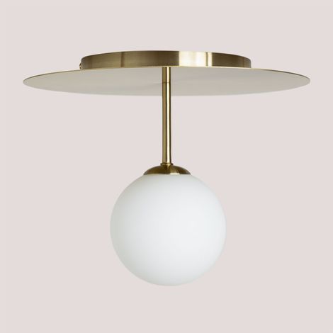 Sklum – Plafonnier en fer avec boule de cristal – Dimensions 23cm x 130cm – Type G9 – Puissance 25W – Éclairage élégant pour salon (1/5)