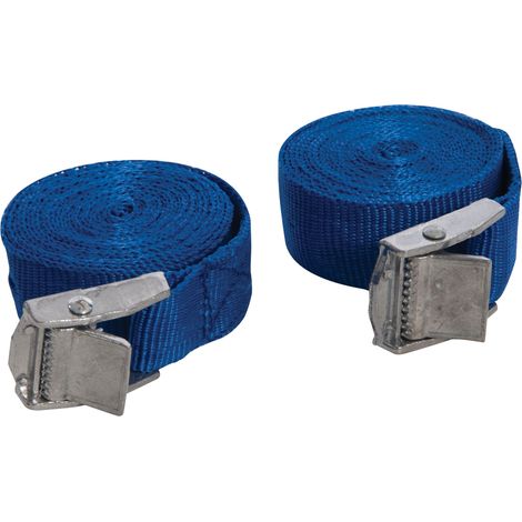 Silverline – Sangles d'arrimage en polypropylène 2 pcs 2,5 m x 25 mm – Boucle à came métal – Pour charges lourdes et chantiers humides