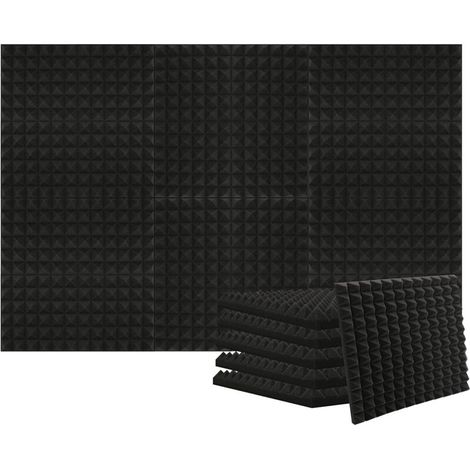 Pannelli acustici in schiuma, 12 pezzi, pannello fonoassorbente ignifugo per podcasting, studi di registrazione, uffici, 30x30x5 cm, nero