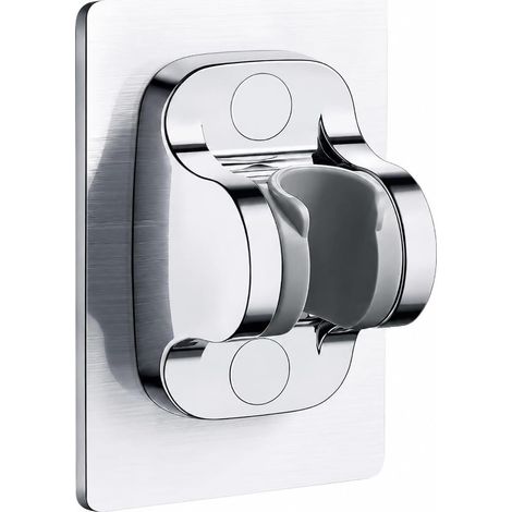 Lot de 2 supports de douche réglables sans perçage, support mural pour douchette à main avec large panneau adhésif, crochet de douchette de salle de bain en ABS avec base fixe (argenté) (1/5)